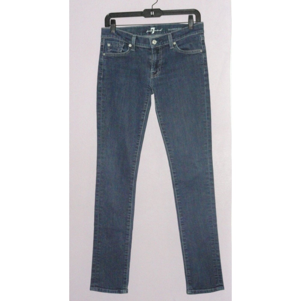 7 For All Mankind Roxanne Women's Skinny Blue Denim Jeans 28x30 Zip Closure